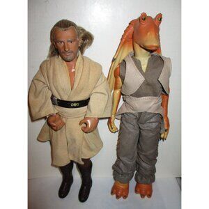 Star wars 12" Jar Jar Binks & Qui Gon Jinn action figures
